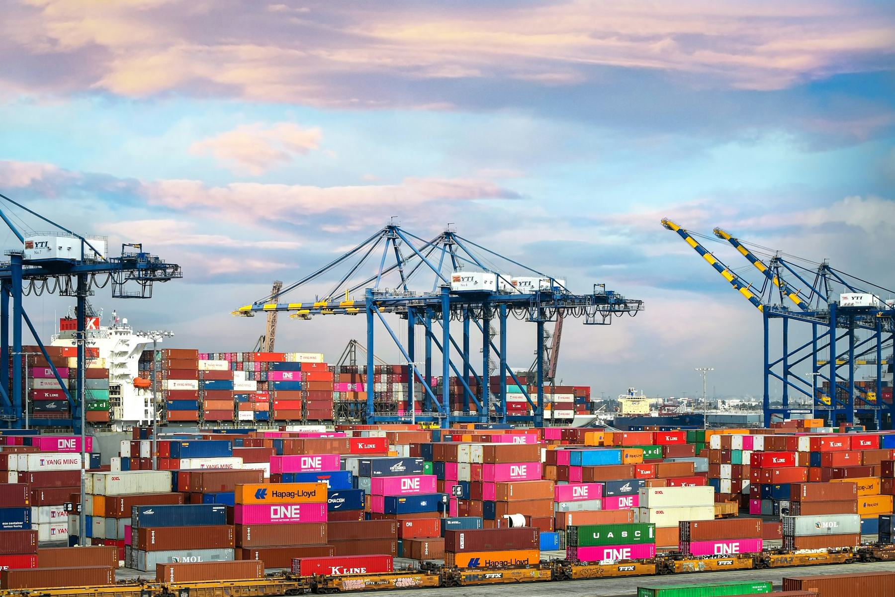 Shipping containers and cranes at the Port of Los Angeles